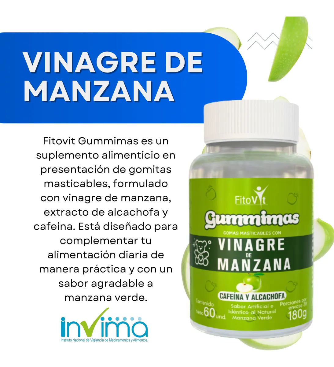 Gomitas de vinagre de manzana verde